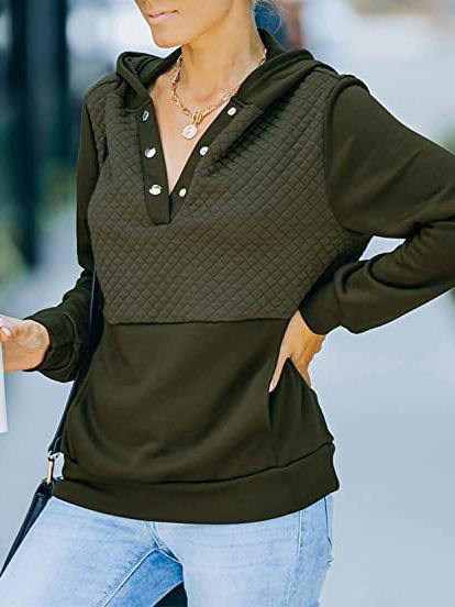 Women's Hoodies Button Pocket Long Sleeve Pullover Hoodie - LuckyFash™