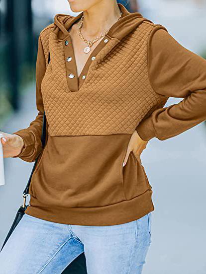 Women's Hoodies Button Pocket Long Sleeve Pullover Hoodie - LuckyFash™