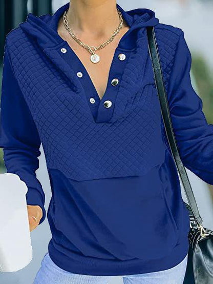 Women's Hoodies Button Pocket Long Sleeve Pullover Hoodie - LuckyFash™