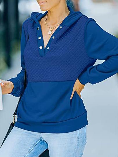 Women's Hoodies Button Pocket Long Sleeve Pullover Hoodie - LuckyFash™