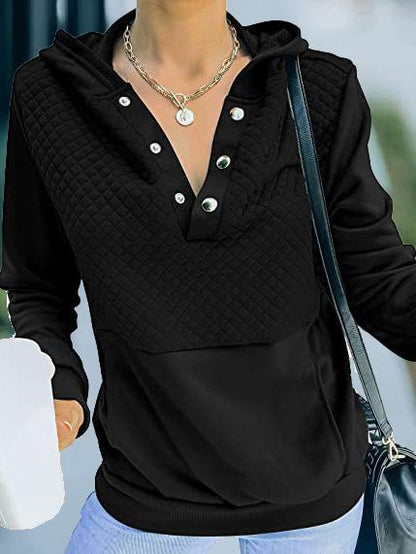 Women's Hoodies Button Pocket Long Sleeve Pullover Hoodie - LuckyFash™