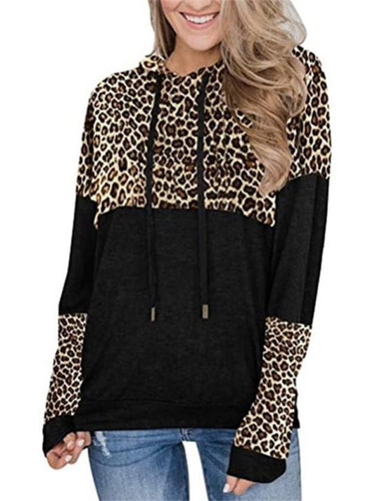 Women's Hoodies Casual Commuting Leopard Print Long Sleeve Plush Hoodie - LuckyFash™