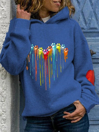 Women's Hoodies Casual Heart Print Long Sleeve Hoody - LuckyFash™