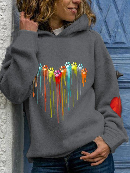 Women's Hoodies Casual Heart Print Long Sleeve Hoody - LuckyFash™