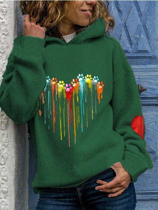 Women's Hoodies Casual Heart Print Long Sleeve Hoody - LuckyFash™