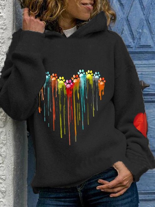 Women's Hoodies Casual Heart Print Long Sleeve Hoody - LuckyFash™