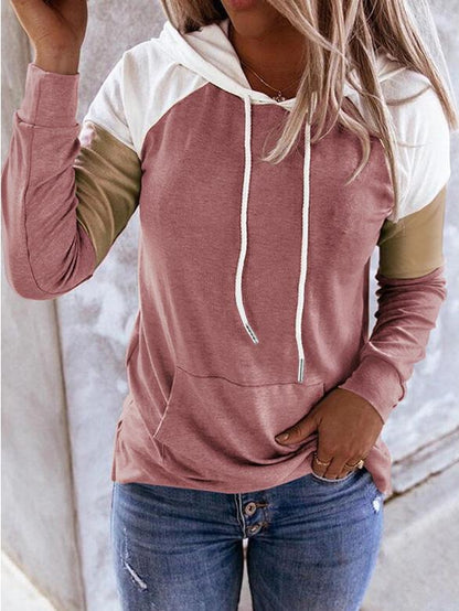 Women's Hoodies Casual Long Sleeve Drawstring Colorblock Hoodie - LuckyFash™