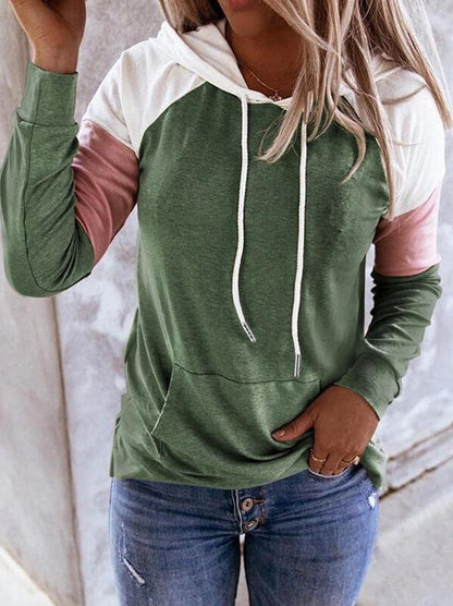 Women's Hoodies Casual Long Sleeve Drawstring Colorblock Hoodie - LuckyFash™