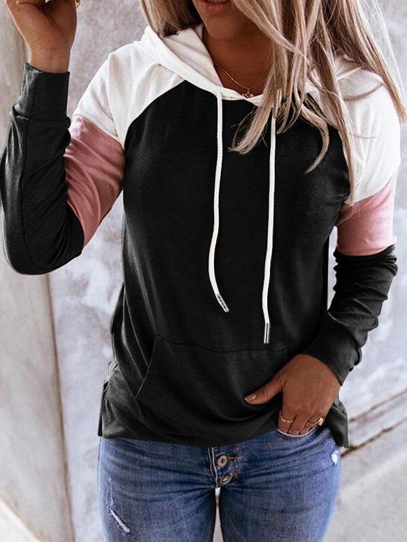 Women's Hoodies Casual Long Sleeve Drawstring Colorblock Hoodie - LuckyFash™