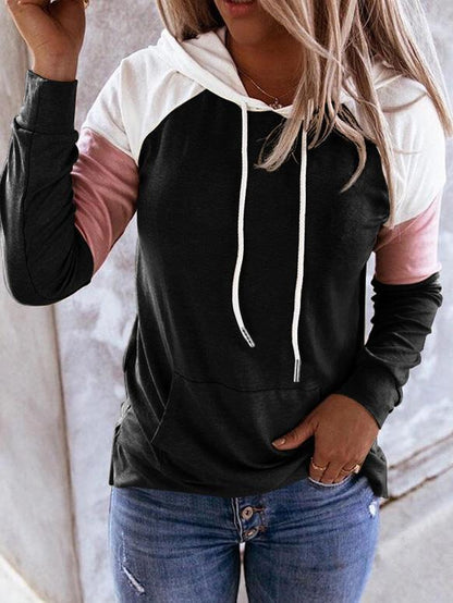 Women's Hoodies Casual Long Sleeve Drawstring Colorblock Hoodie - LuckyFash™