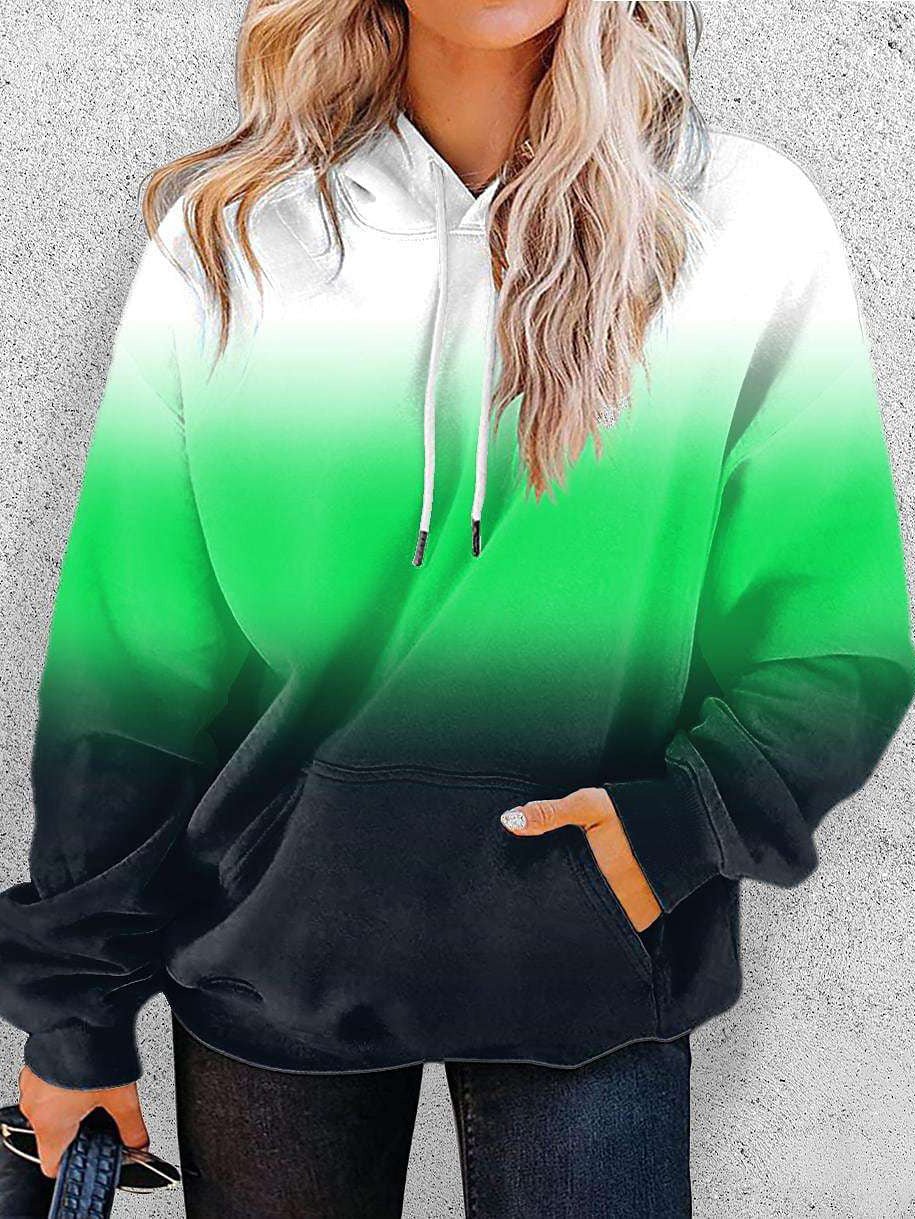 Women's Hoodies Casual Multicolor Print Pocket Drawstring Hoody - LuckyFash™