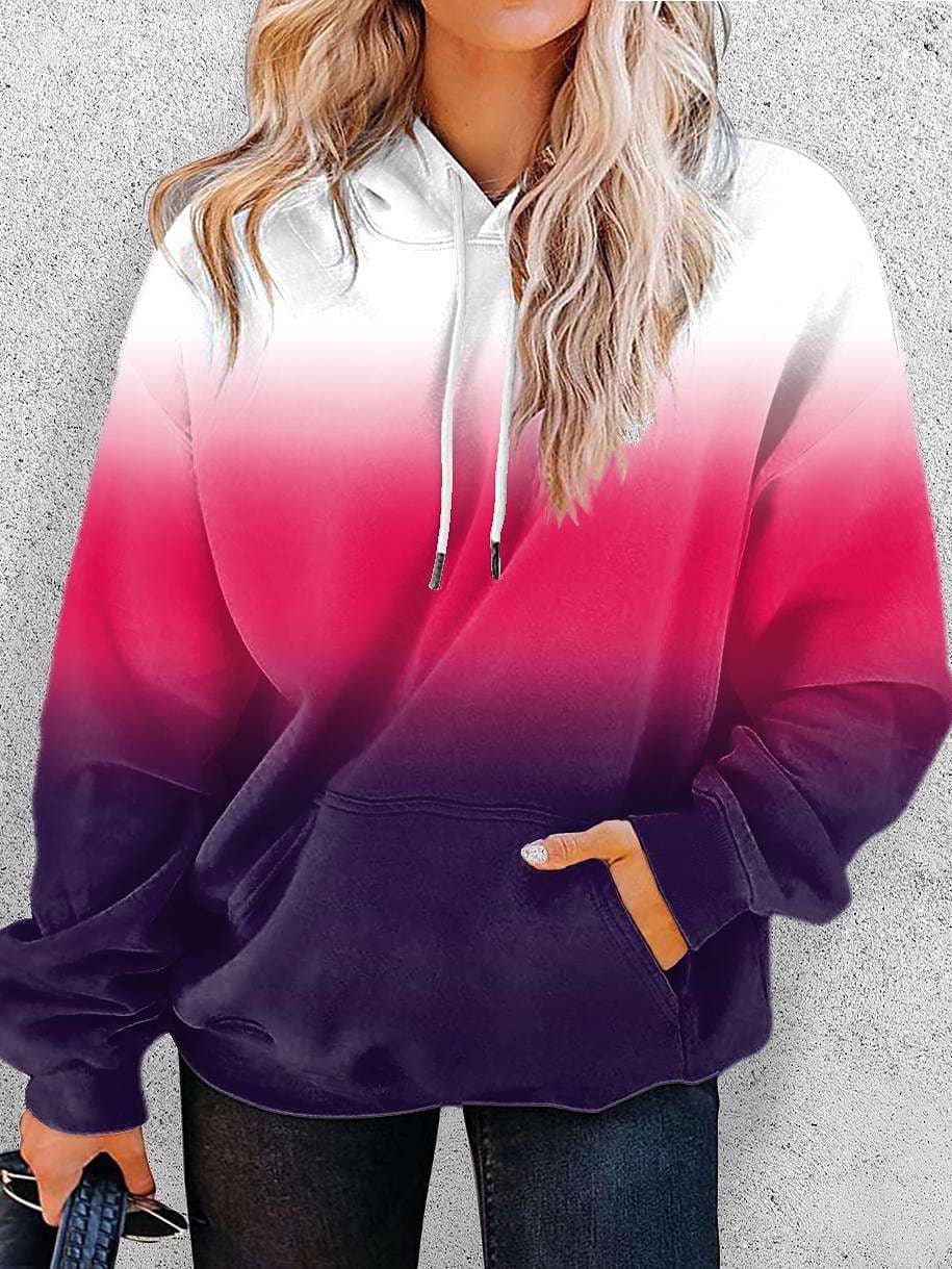 Women's Hoodies Casual Multicolor Print Pocket Drawstring Hoody - LuckyFash™
