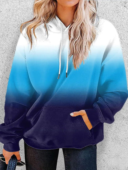 Women's Hoodies Casual Multicolor Print Pocket Drawstring Hoody - LuckyFash™