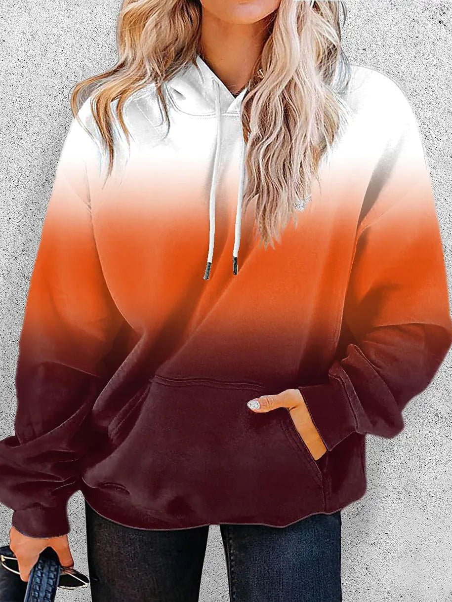 Women's Hoodies Casual Multicolor Print Pocket Drawstring Hoody - LuckyFash™