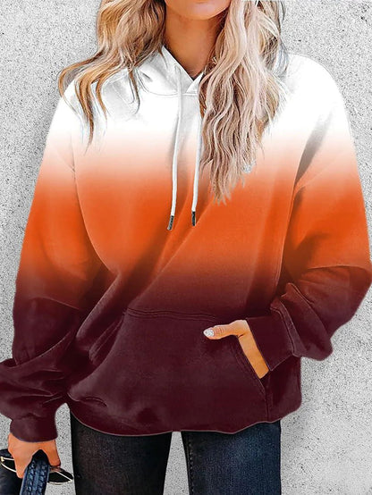 Women's Hoodies Casual Multicolor Print Pocket Drawstring Hoody - LuckyFash™