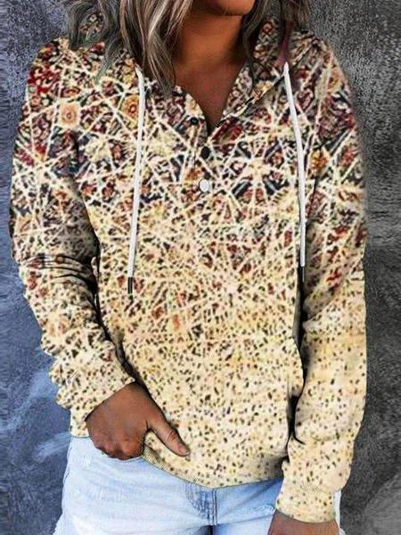 Women's Hoodies Casual Printed Pocket Long Sleeve Drawstring Hoodie - LuckyFash™