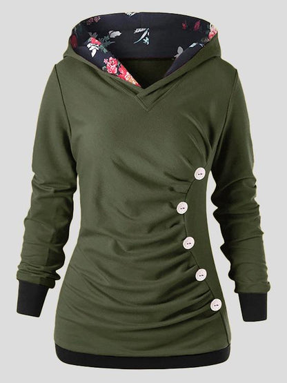 Women's Hoodies Casual Pullover Button Long Sleeve Hoody - LuckyFash™