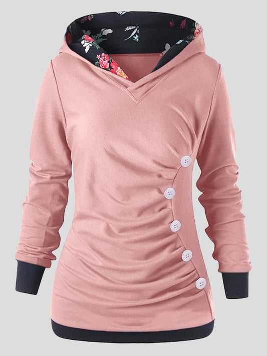 Women's Hoodies Casual Pullover Button Long Sleeve Hoody - LuckyFash™