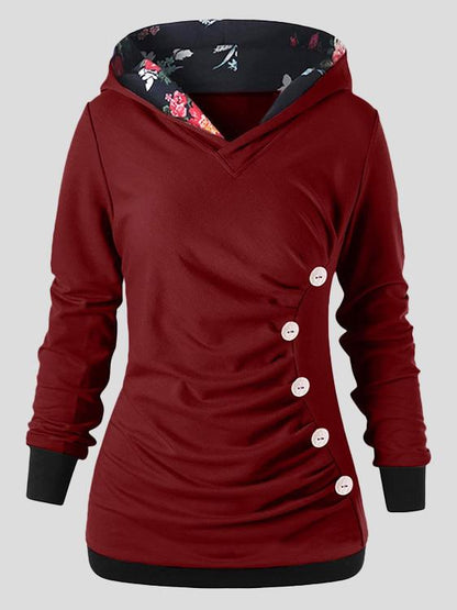 Women's Hoodies Casual Pullover Button Long Sleeve Hoody - LuckyFash™