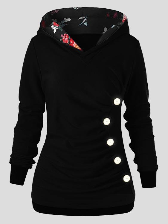 Women's Hoodies Casual Pullover Button Long Sleeve Hoody - LuckyFash™