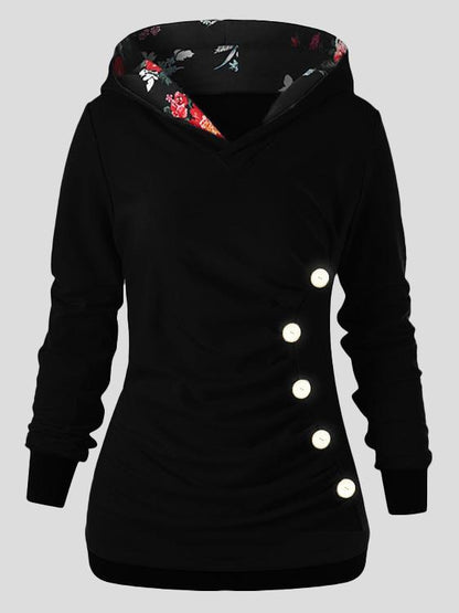 Women's Hoodies Casual Pullover Button Long Sleeve Hoody - LuckyFash™