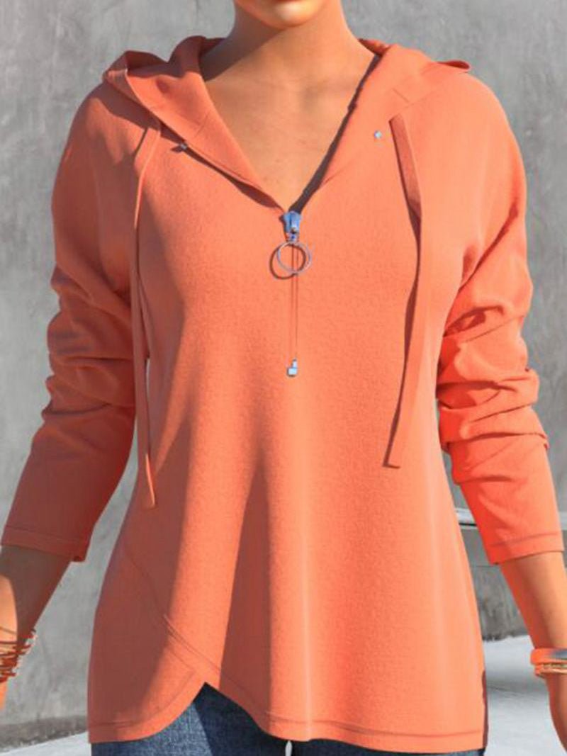 Women's Hoodies Casual Solid Zip Long Sleeve Hoody - LuckyFash™