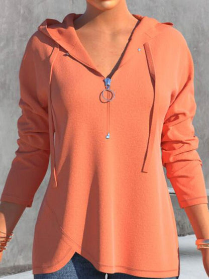 Women's Hoodies Casual Solid Zip Long Sleeve Hoody - LuckyFash™