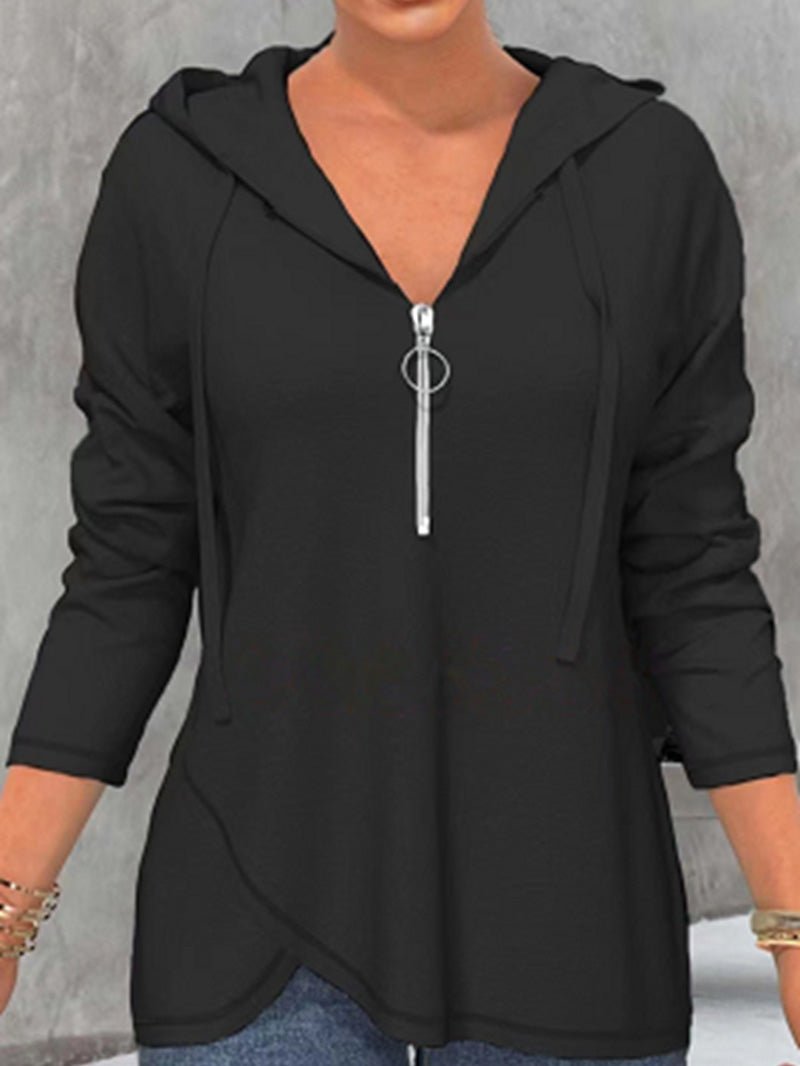Women's Hoodies Casual Solid Zip Long Sleeve Hoody - LuckyFash™