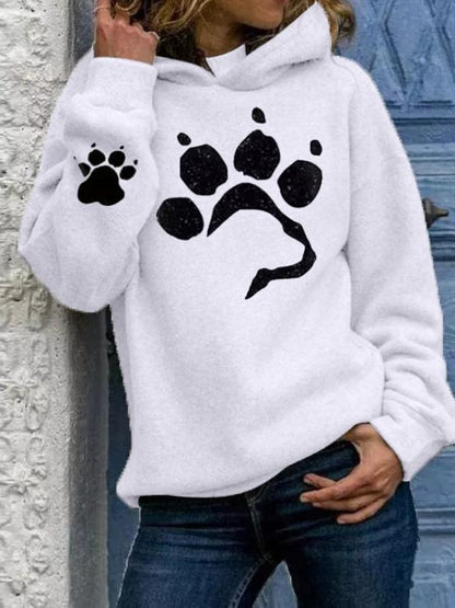 Women's Hoodies Cat Paw Print Long Sleeve Pullover Hoodie - LuckyFash™
