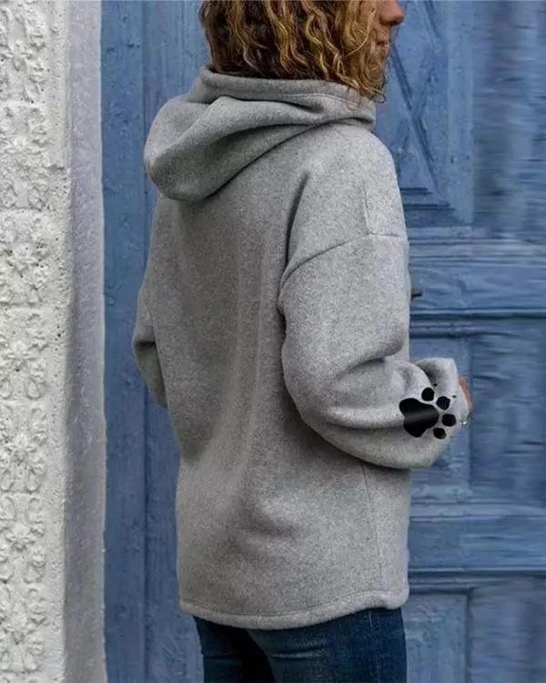 Women's Hoodies Cat Paw Print Long Sleeve Pullover Hoodie - LuckyFash™