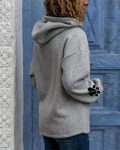 Women's Hoodies Cat Paw Print Long Sleeve Pullover Hoodie - LuckyFash™