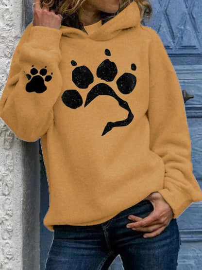 Women's Hoodies Cat Paw Print Long Sleeve Pullover Hoodie - LuckyFash™