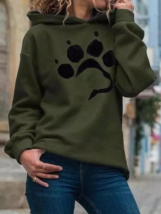 Women's Hoodies Cat Paw Print Long Sleeve Pullover Hoodie - LuckyFash™
