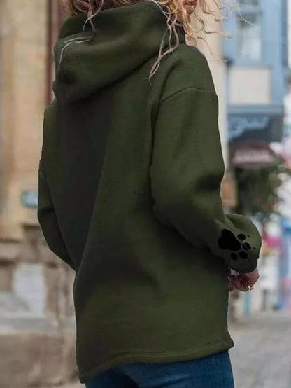 Women's Hoodies Cat Paw Print Long Sleeve Pullover Hoodie - LuckyFash™