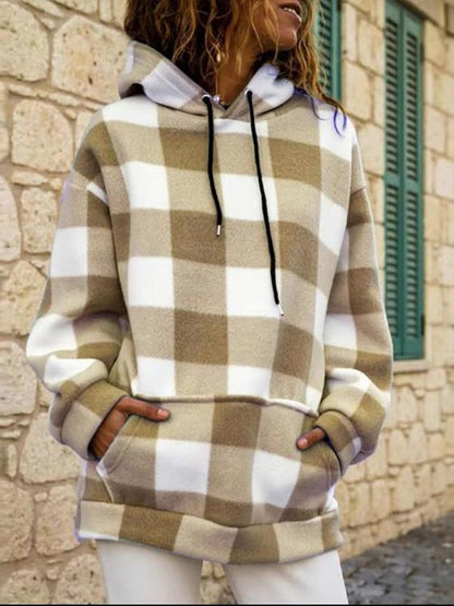 Women's Hoodies Check Pocket Drawstring Long Sleeve Hoodie - LuckyFash™