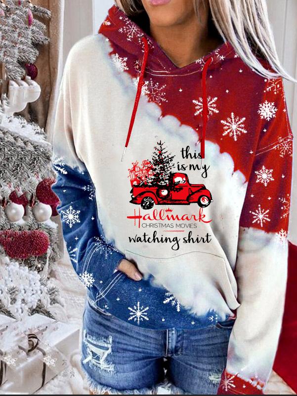 Women's Hoodies Christmas Print Pocket Drawstring Casual Hoodie - LuckyFash™