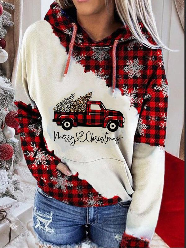 Women's Hoodies Christmas Print Pocket Drawstring Casual Hoodie - LuckyFash™