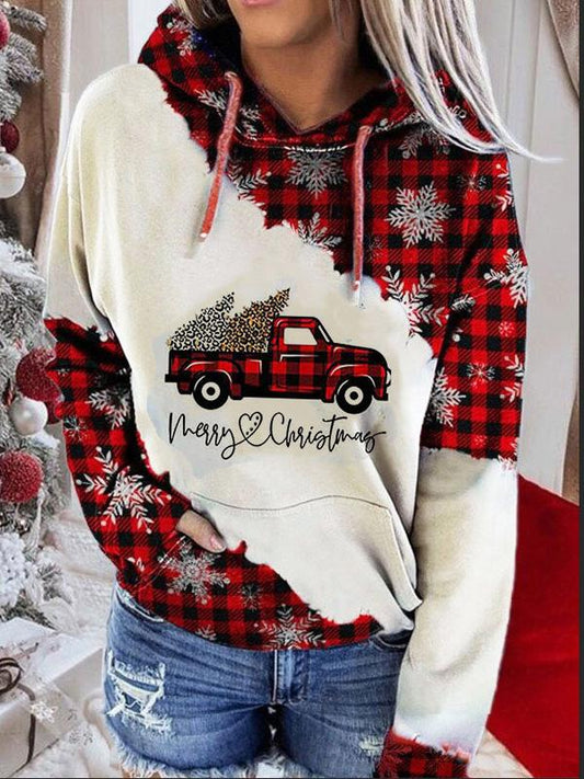 Women's Hoodies Christmas Print Pocket Drawstring Casual Hoodie - LuckyFash™