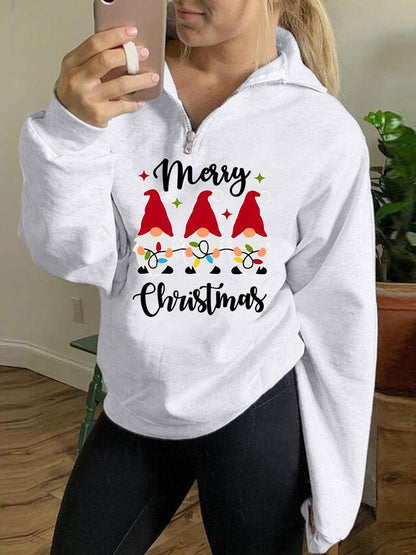 Women's Hoodies Christmas Print Zip Long Sleeve Hoodie - LuckyFash™