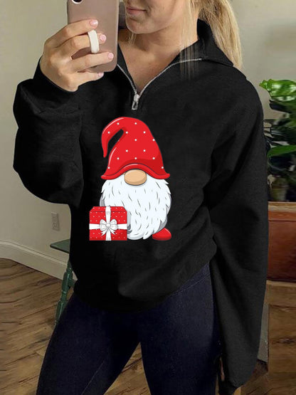 Women's Hoodies Christmas Print Zip Long Sleeve Hoodie - LuckyFash™