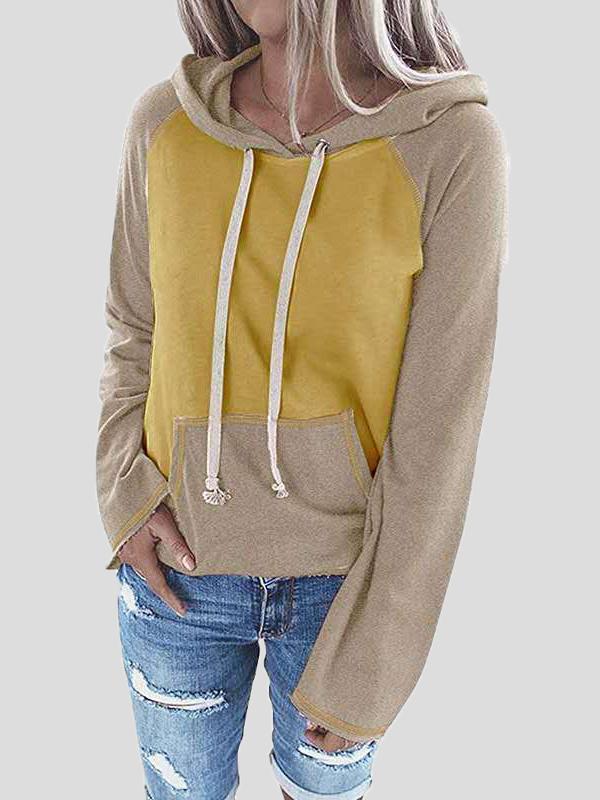 Hoodies Color Block Pullover Pocket Long Sleeve Hoodie - LuckyFash™
