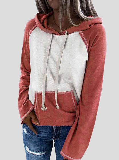 Hoodies Color Block Pullover Pocket Long Sleeve Hoodie - LuckyFash™