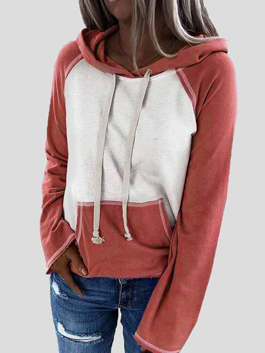 Hoodies Color Block Pullover Pocket Long Sleeve Hoodie - LuckyFash™