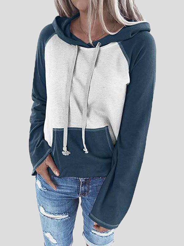 Hoodies Color Block Pullover Pocket Long Sleeve Hoodie - LuckyFash™