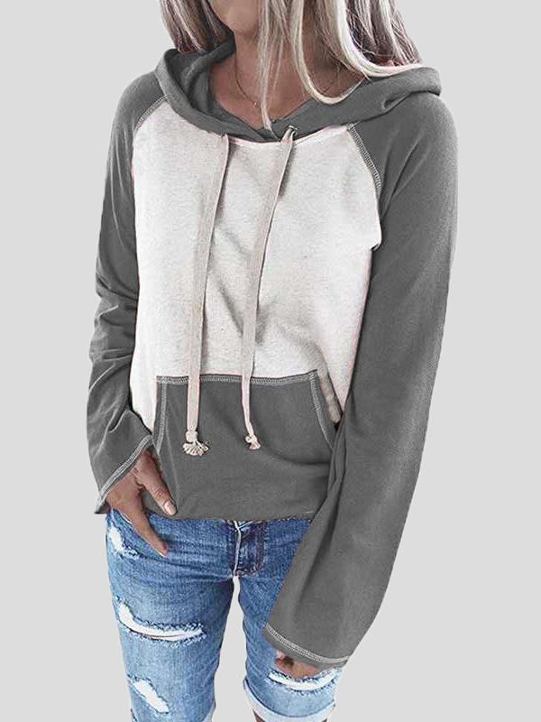 Hoodies Color Block Pullover Pocket Long Sleeve Hoodie - LuckyFash™
