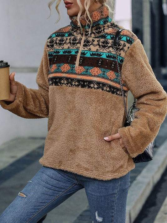 Hoodies Colorblock Geometric Printed Sweatshirt - LuckyFash™