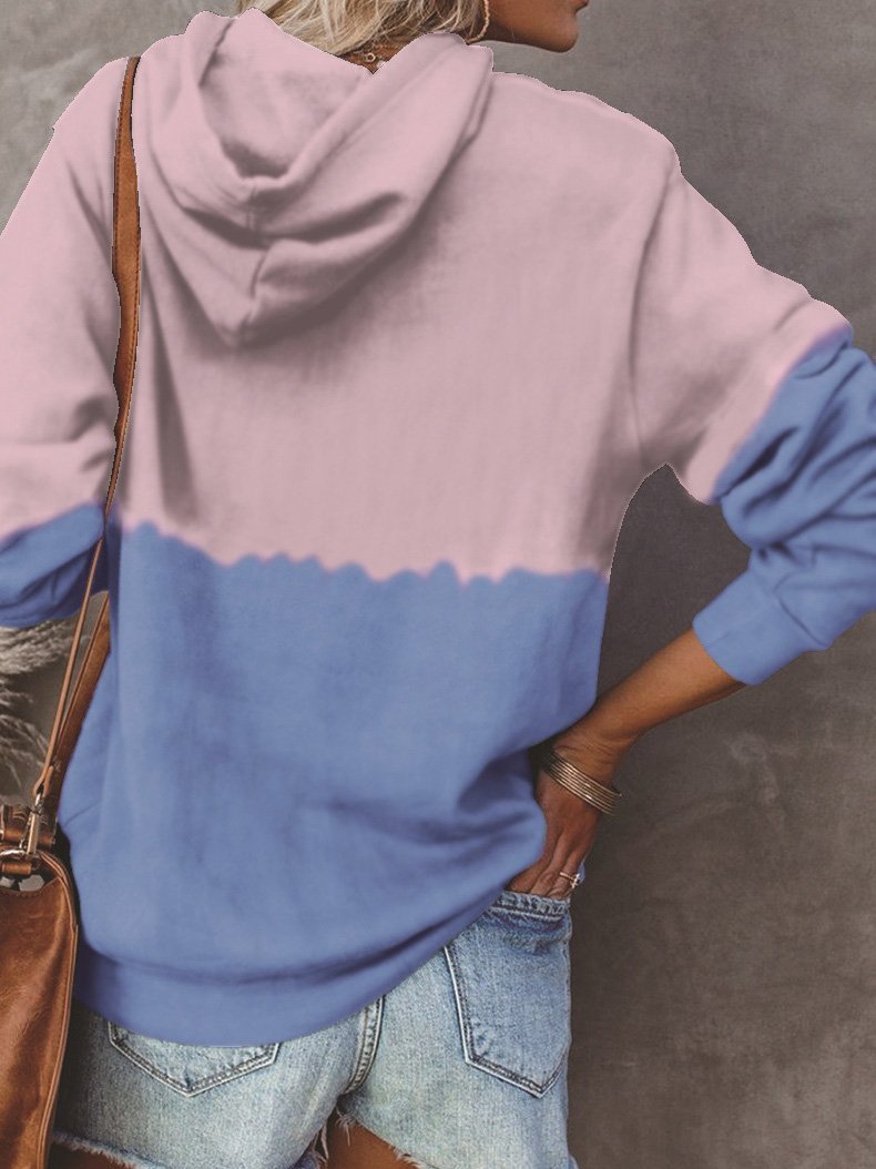 Women's Hoodies Contrast Pocket Drawstring Long Sleeve Hoodie - LuckyFash™