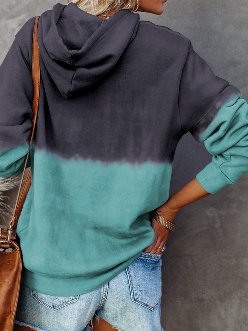 Women's Hoodies Contrast Pocket Drawstring Long Sleeve Hoodie - LuckyFash™