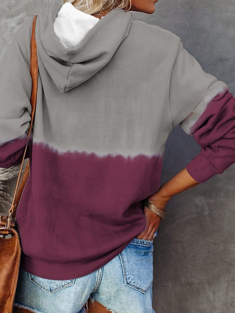 Women's Hoodies Contrast Pocket Drawstring Long Sleeve Hoodie - LuckyFash™