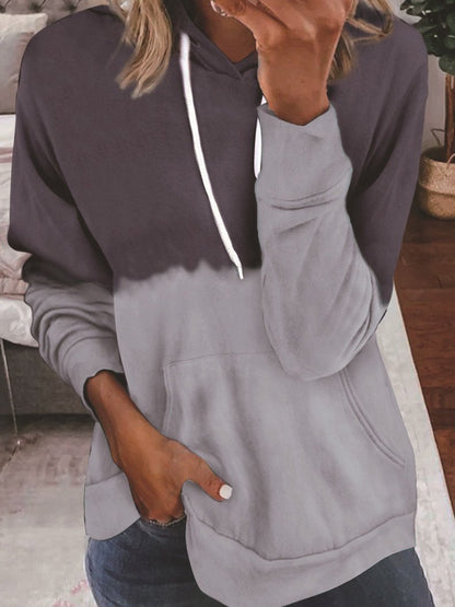Women's Hoodies Contrast Pocket Drawstring Long Sleeve Hoodie - LuckyFash™